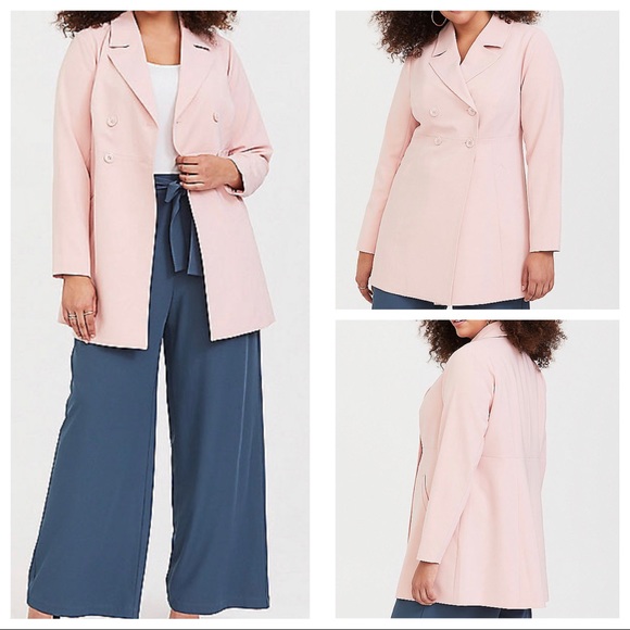 Torrid Pink Crepe Trench Jacket - Picture 1 of 8